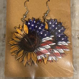 Sunflower/ flag earrings